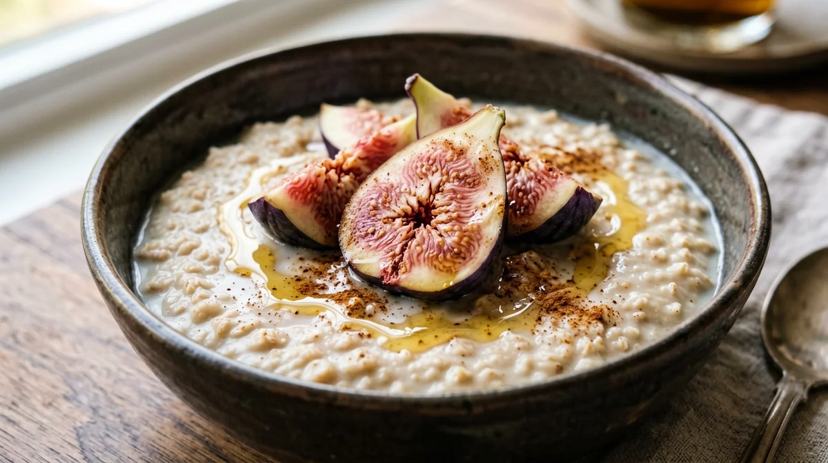 Porridge di fiocchi d'avena con fichi e cannella