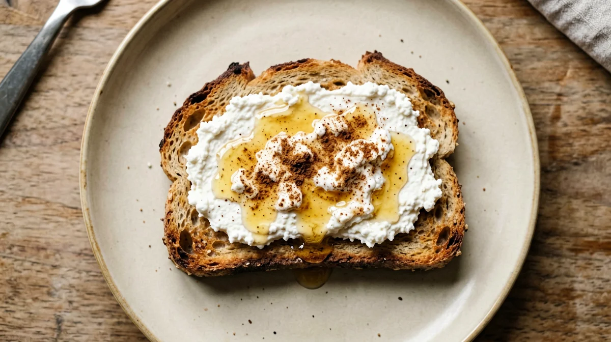 Pane integrale con ricotta e miele