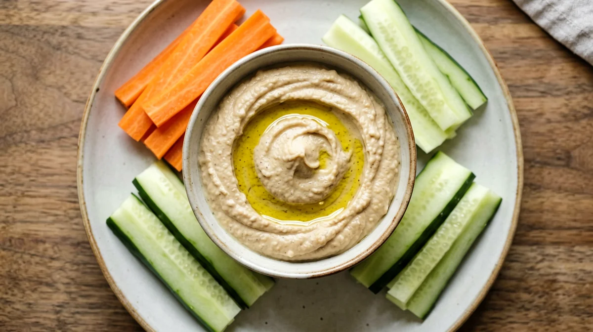 Bastoncini di verdure con hummus di ceci