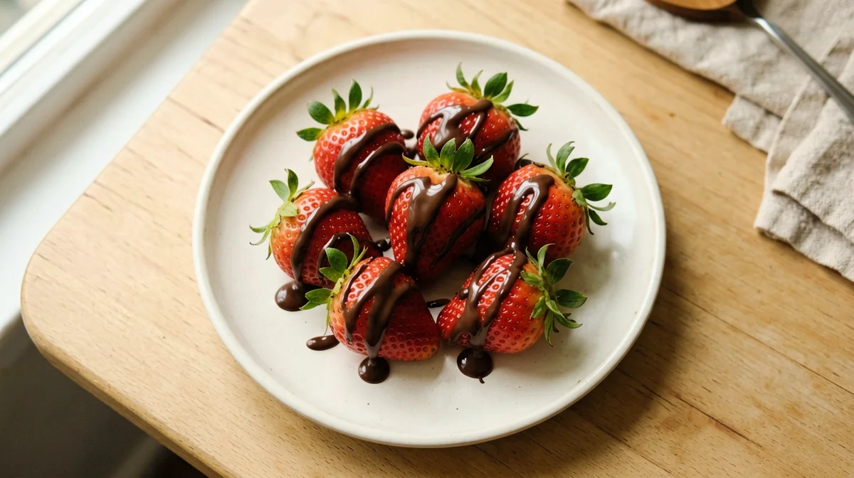 Strawberries with dark chocolate