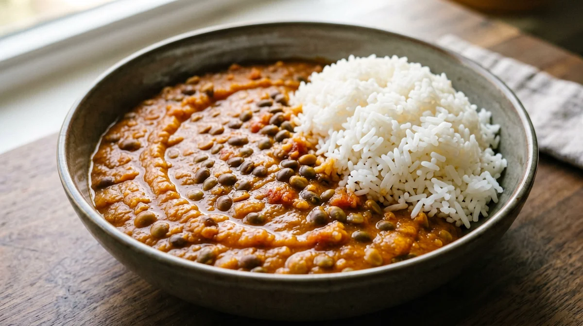 Dahl di lenticchie rosse con riso basmati