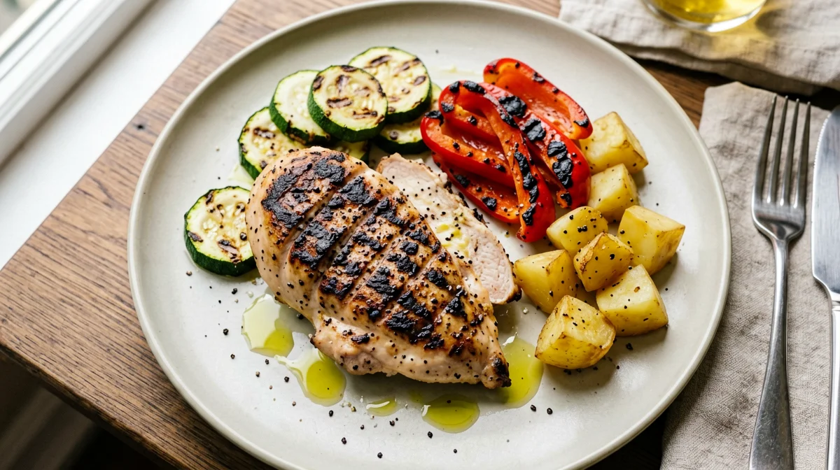Petto di pollo alla griglia con verdure