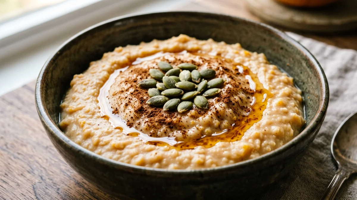 Pumpkin porridge with cinnamon and pumpkin seeds