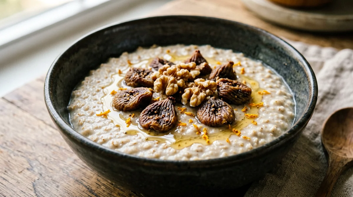 Porridge con fichi secchi, noci e miele