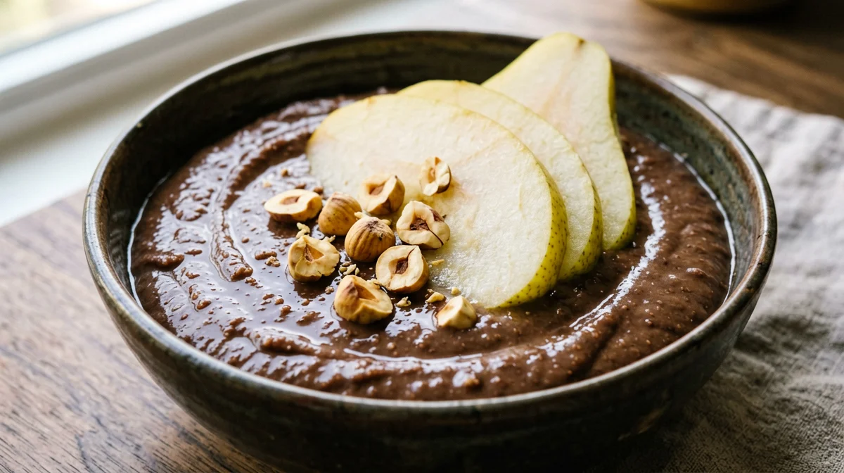 Crema di miglio al cacao con pere