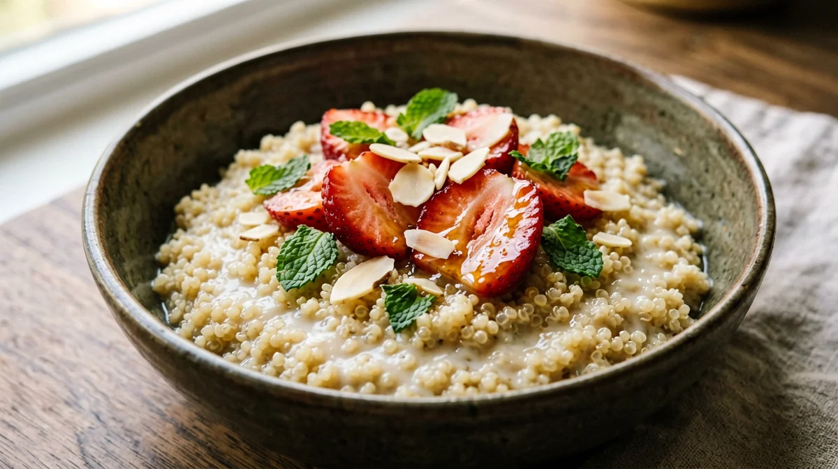 Quinoa al latte con fragole e menta