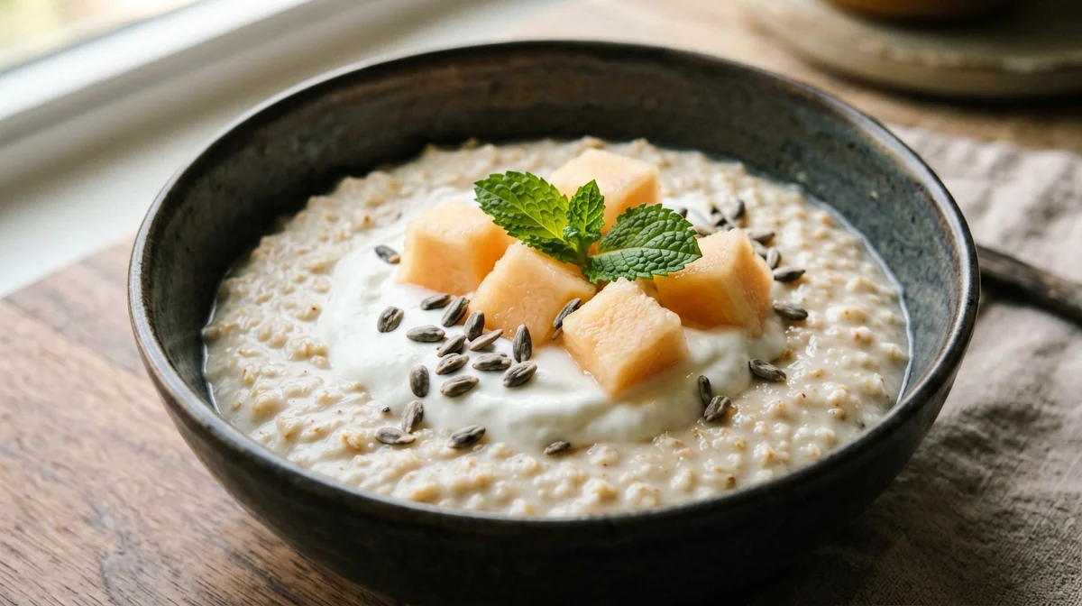 Porridge al melone con yogurt e menta