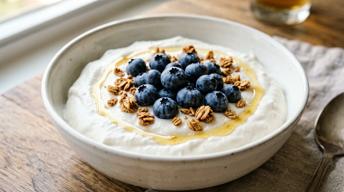 Skyr with granola, blueberries and honey