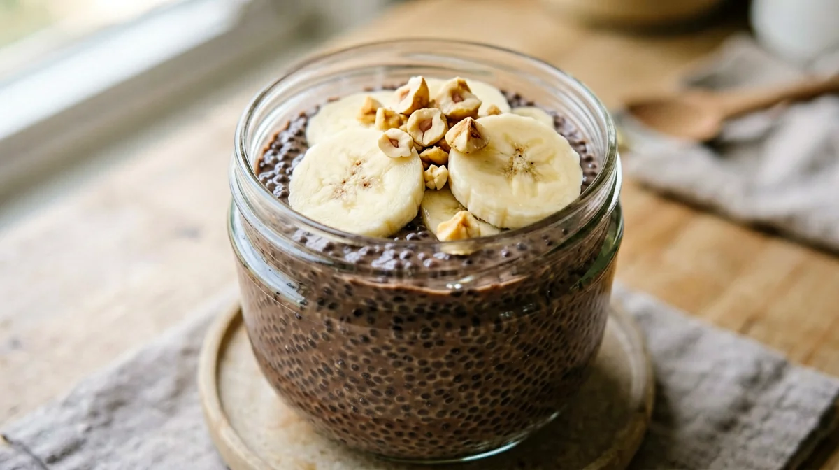Budino di chia al cacao con banana