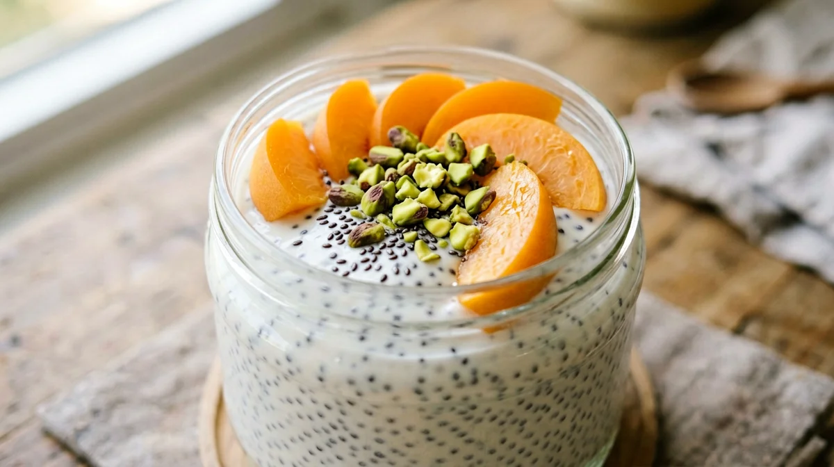 Budino di chia e yogurt greco con albicocche