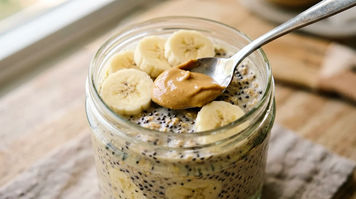 Overnight oats vegani con banana e burro di arachidi