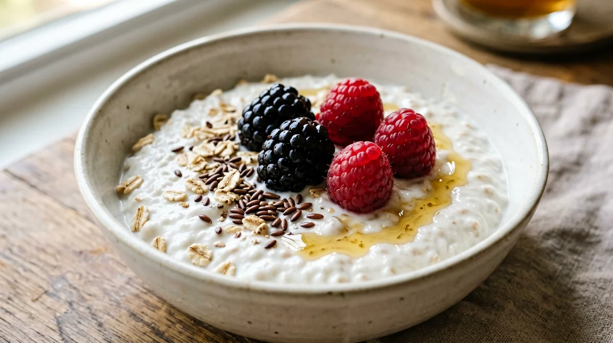 Kefir with oats and mixed berries