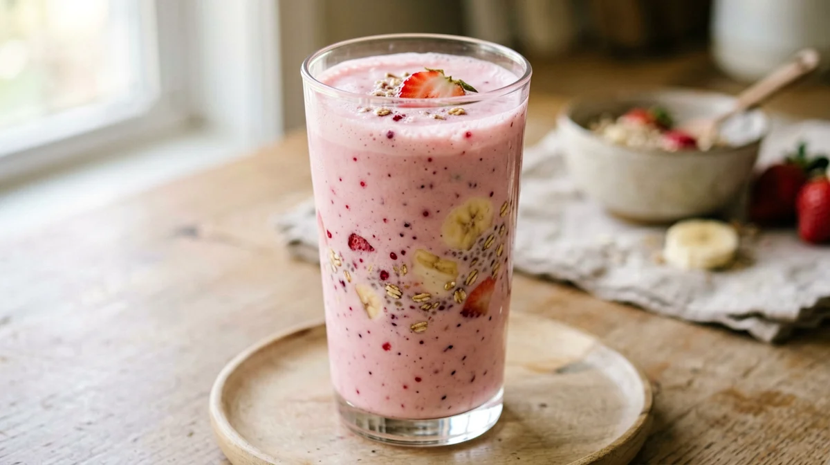 Kefir, strawberry and oat smoothie