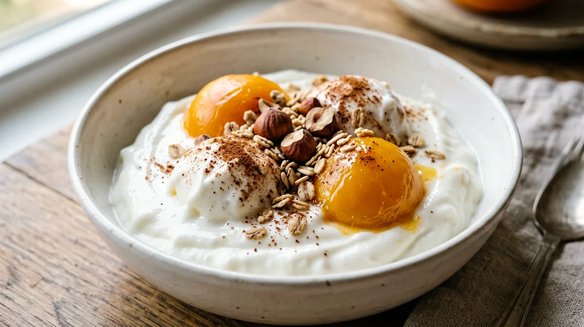 Skyr con cachi e granella di nocciole