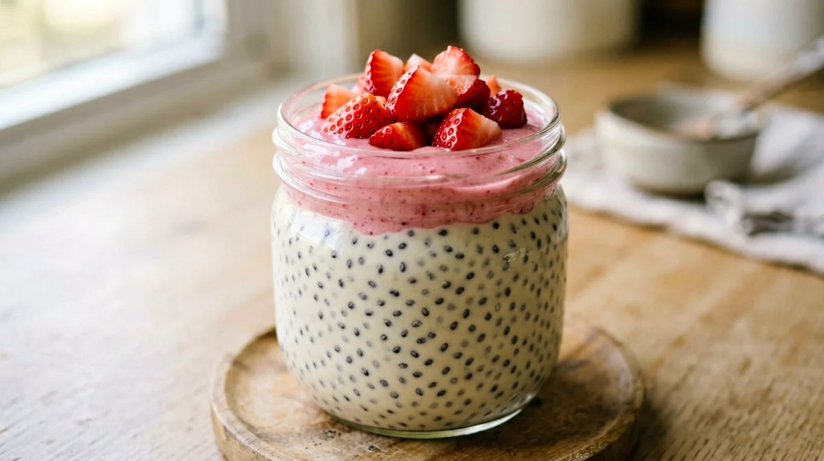 Budino di chia alla vaniglia con fragole