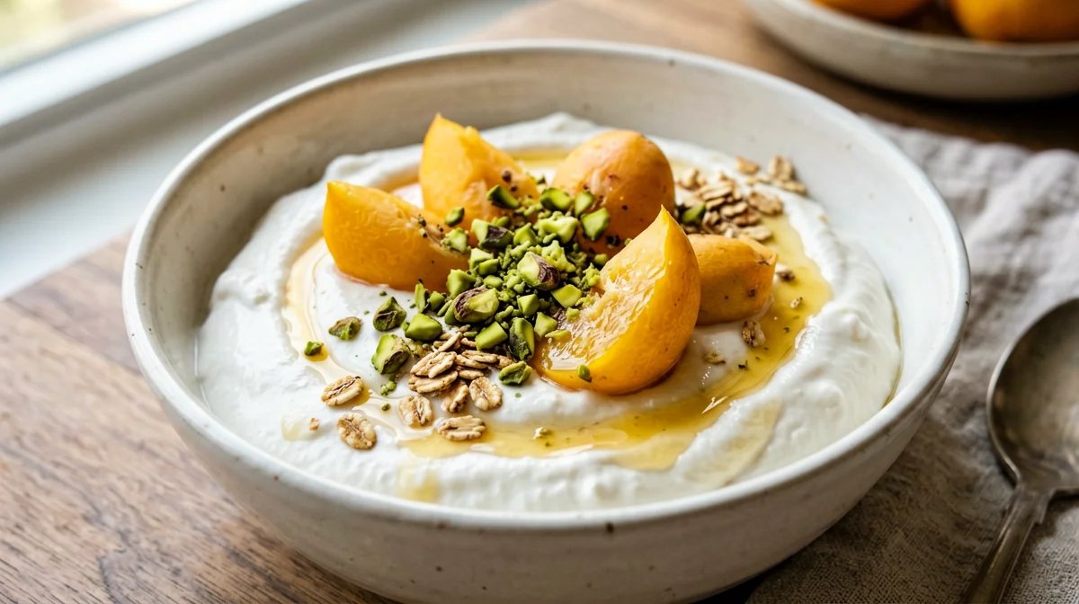Quark with loquats and pistachios
