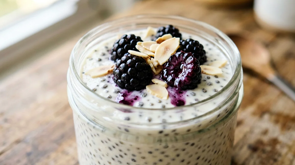 Kefir chia pudding with blackberries
