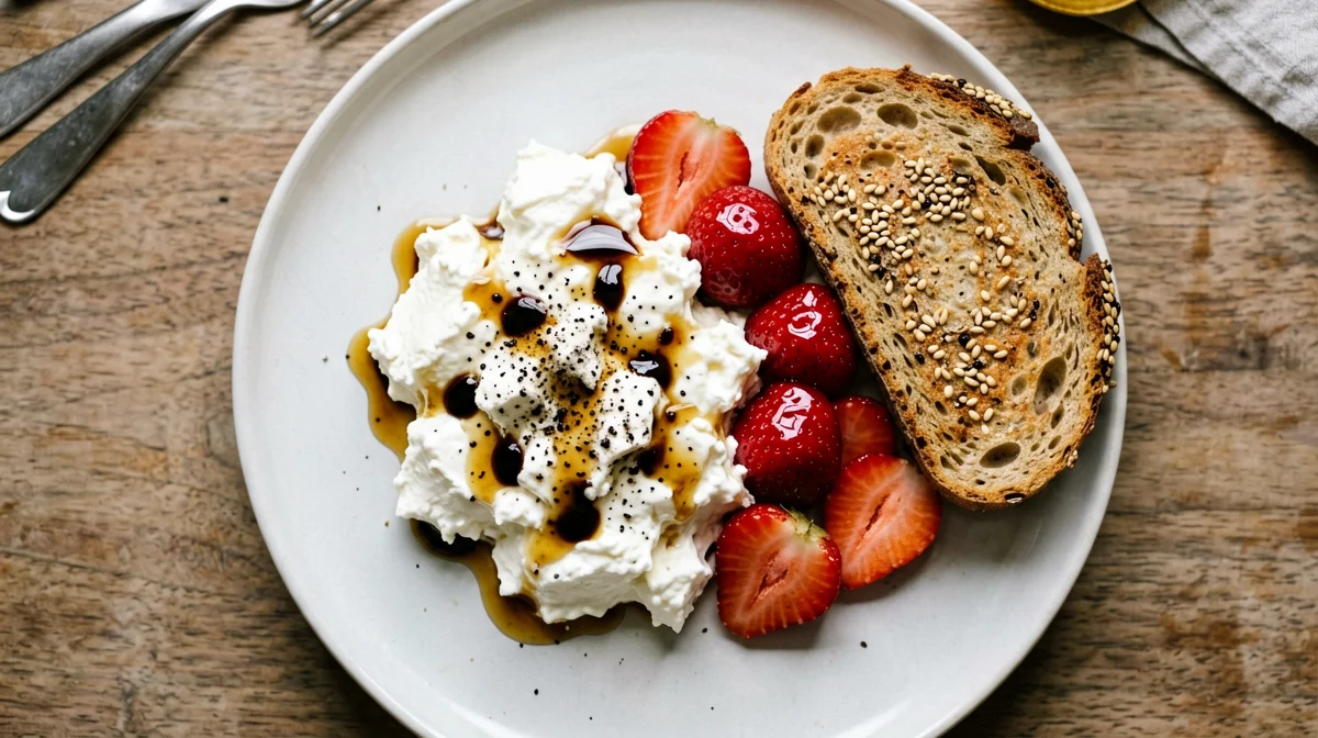 Fiocchi di latte con fragole e aceto balsamico