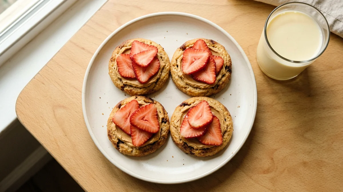 Rusks with almond butter and strawberries