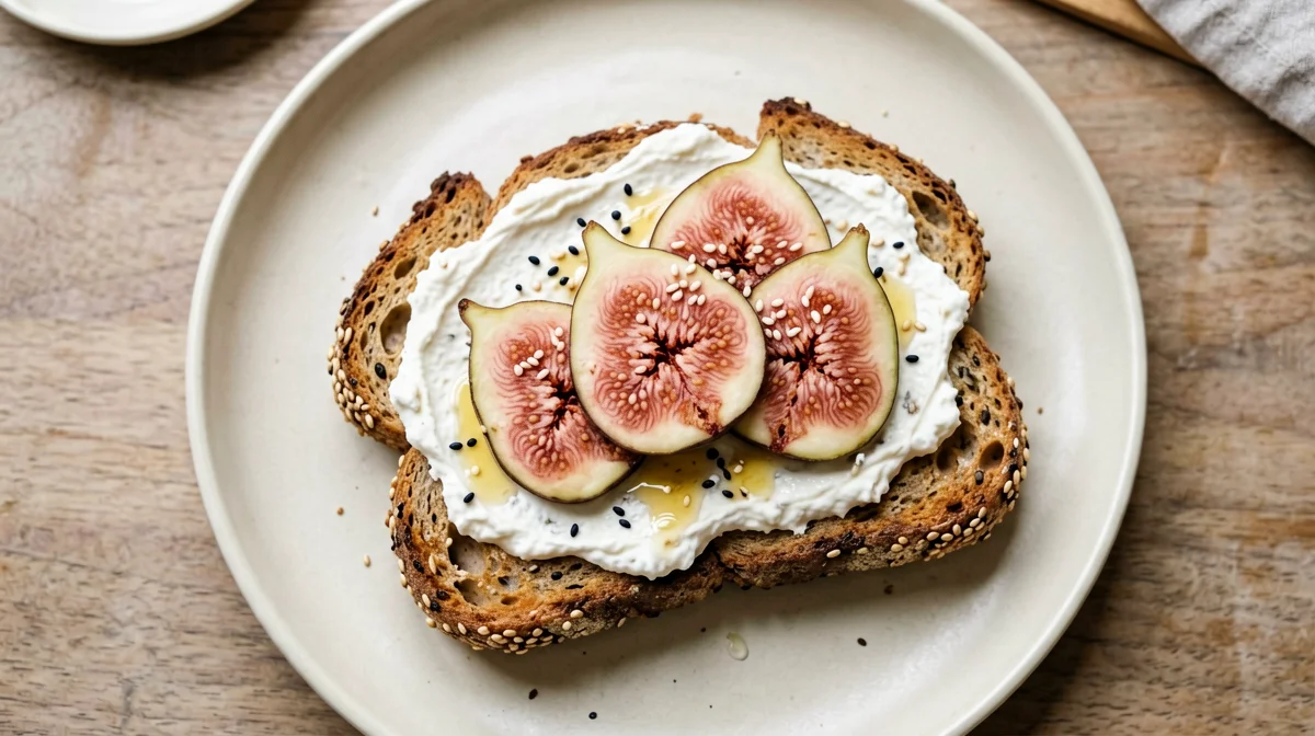 Pane ai cereali con skyr, fichi e miele