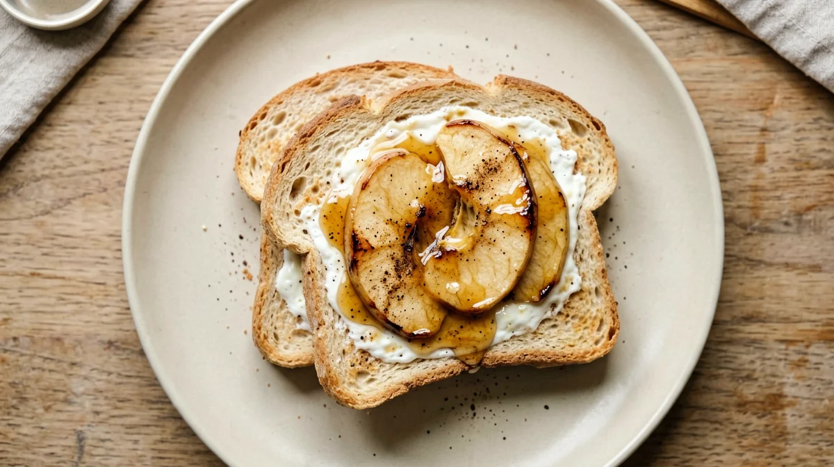 Egg white protein French toast with caramelised apples