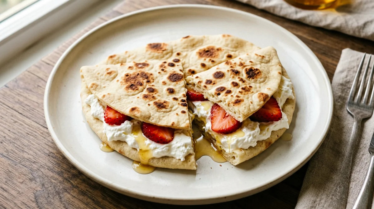 Piadina con ricotta, fragole e miele
