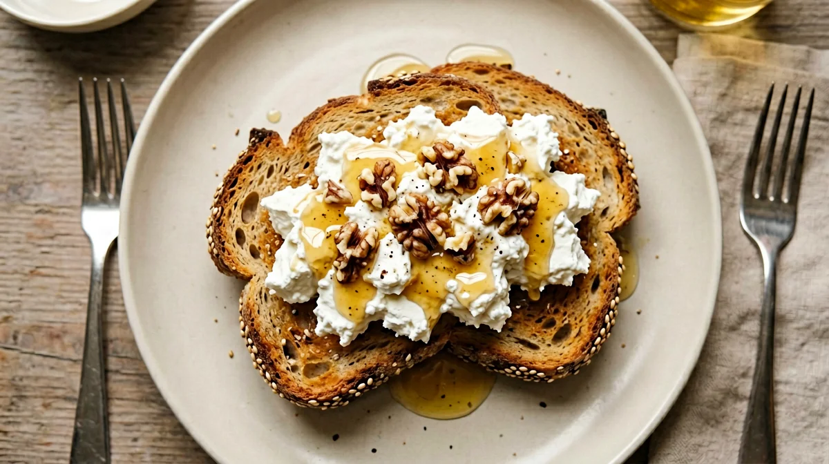 Crostone ai cereali con fiocchi di latte, noci e miele