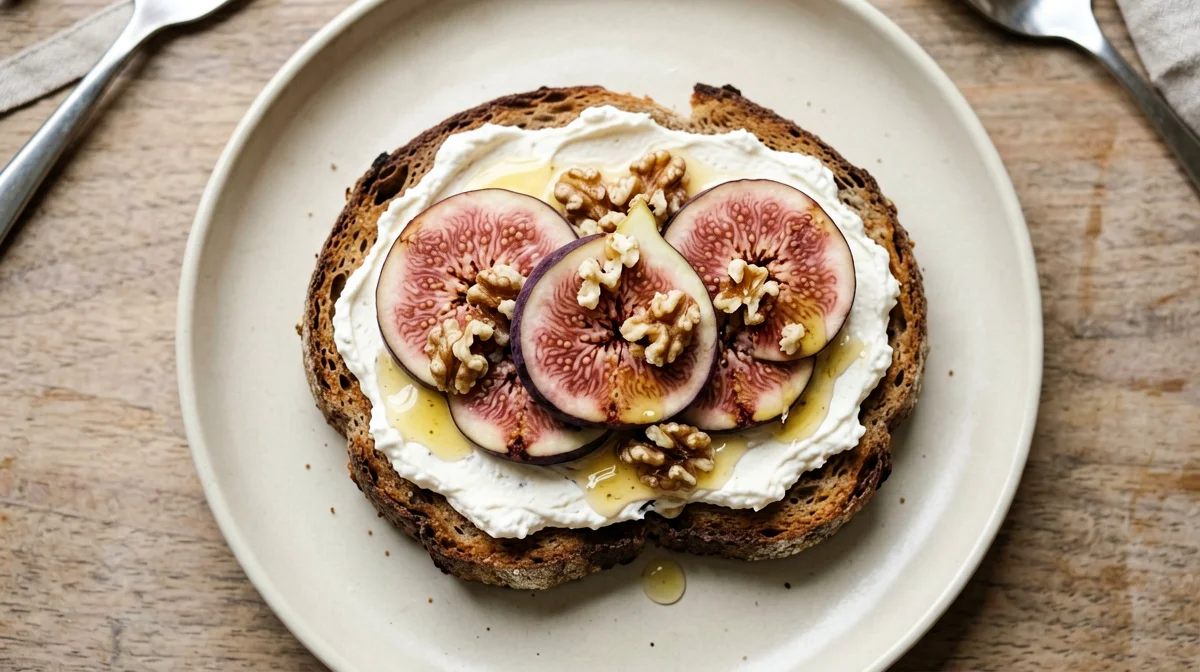 Pane di segale con formaggio spalmabile light e fichi