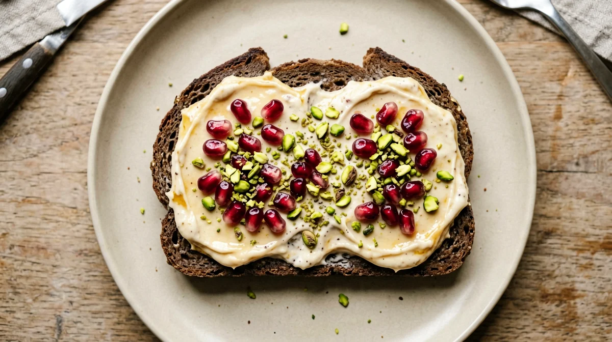 Pane di segale con skyr al miele e melagrana