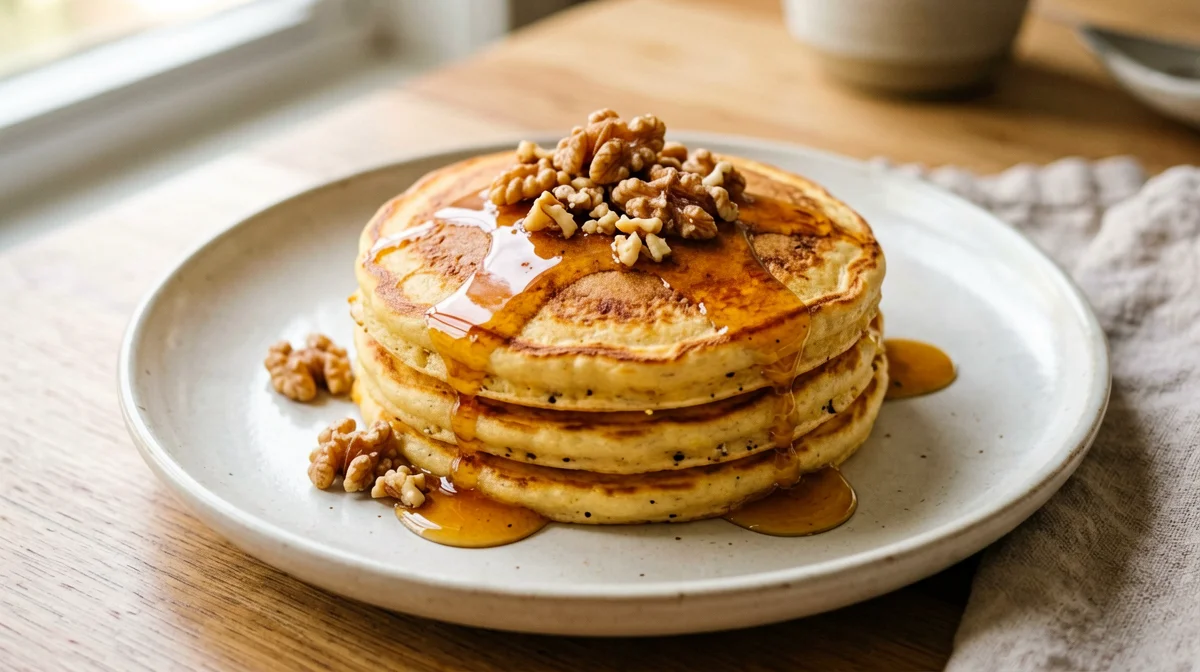 Pumpkin pancakes with cinnamon and walnuts