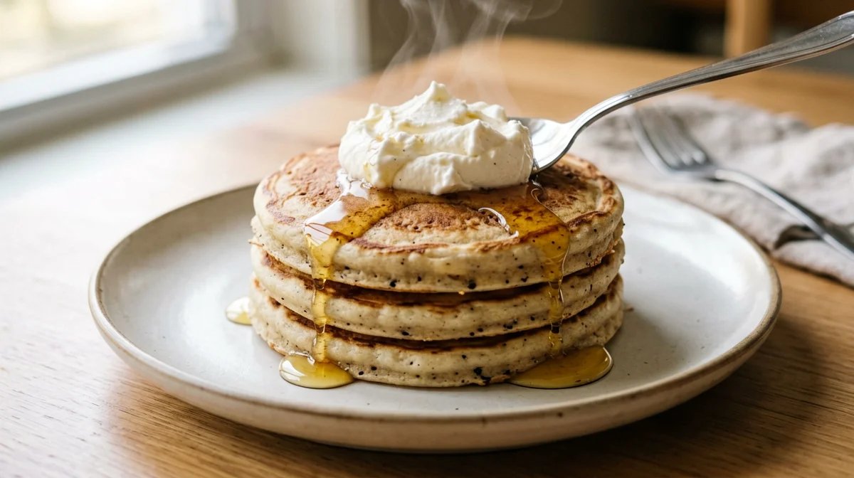 Chestnut flour pancakes with ricotta and honey