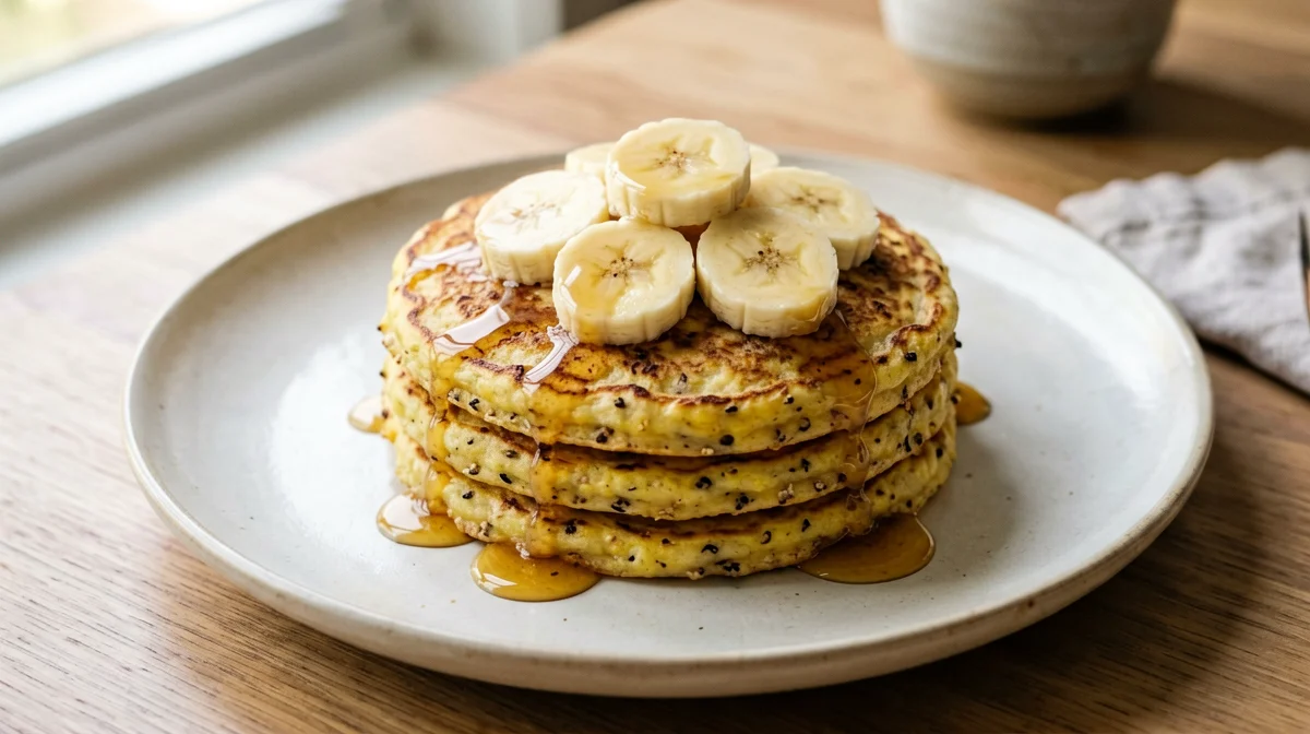 Pancake vegani di ceci e avena con banana