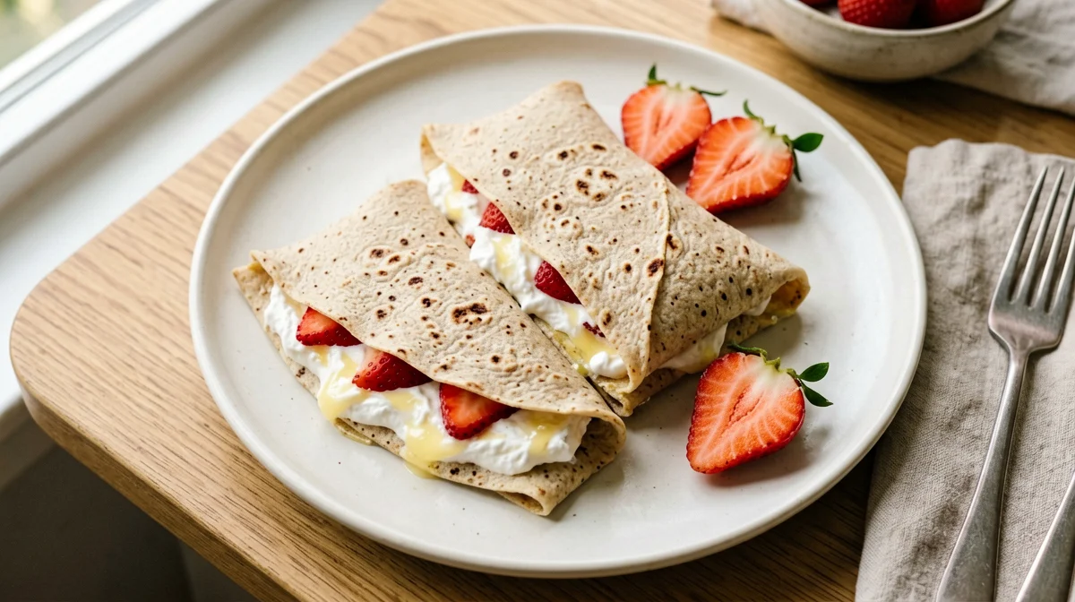 Crespelle integrali con ricotta e fragole