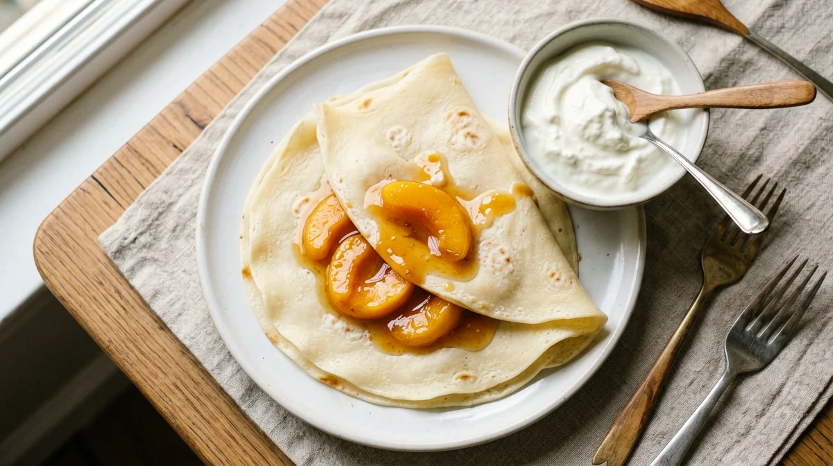 Crespelle di farina di riso con albicocche