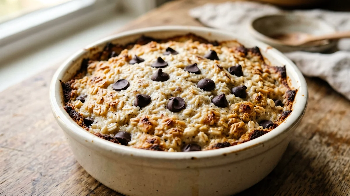 Avena al forno con banana e gocce di cioccolato