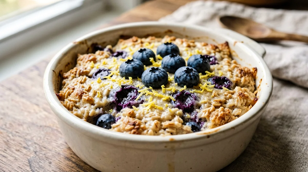 Avena al forno ai mirtilli e limone