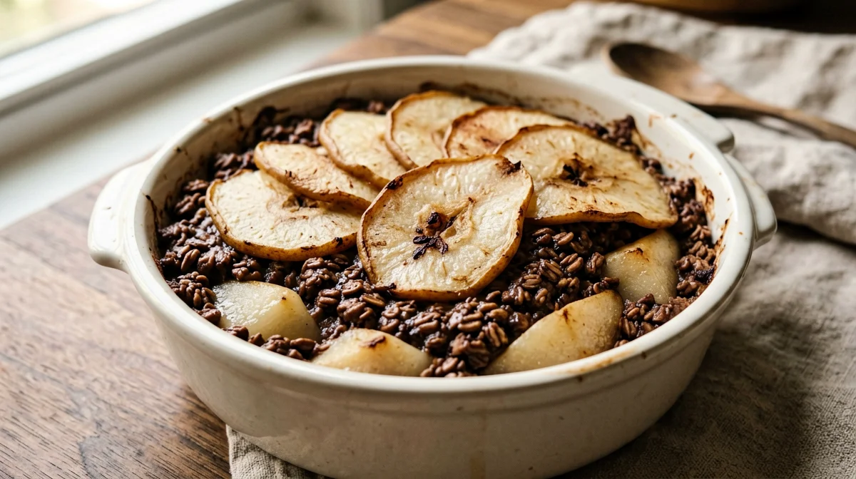 Avena al forno con pere e cacao