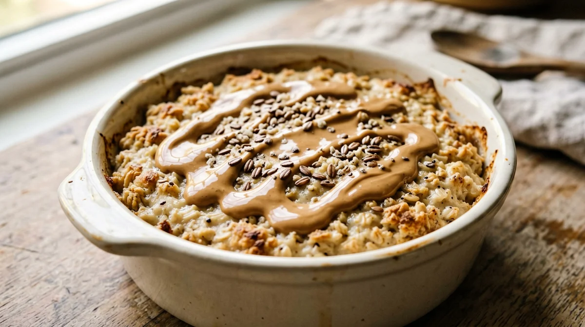 Avena al forno vegana al burro di arachidi e banana