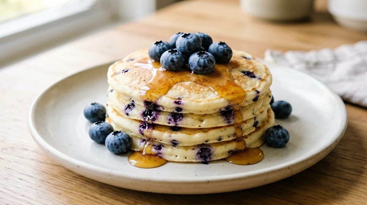 Pancake di farina di riso e mirtilli senza lattosio