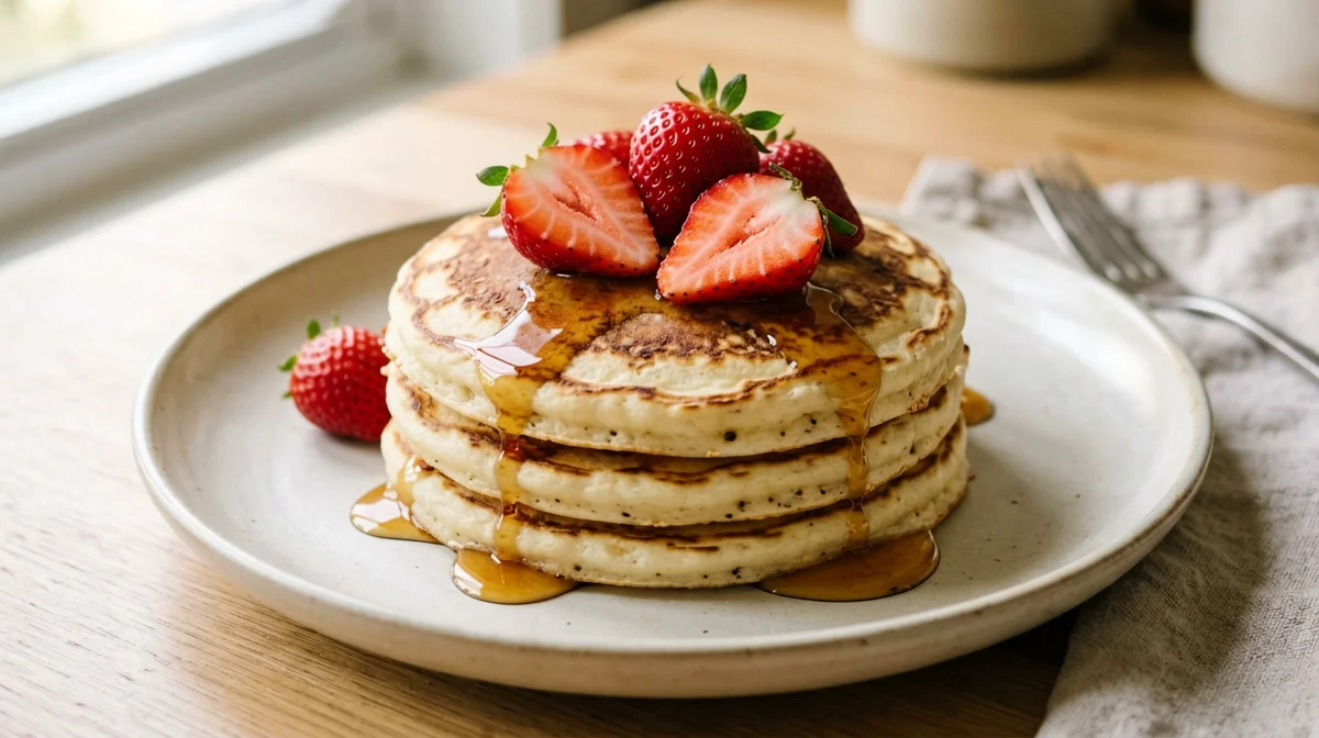 Pancake vegani al tofu setoso con fragole