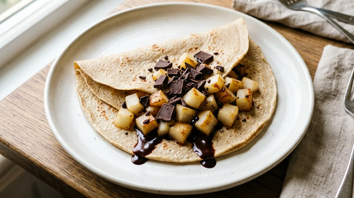 Crespelle di farro con pere e cioccolato fondente