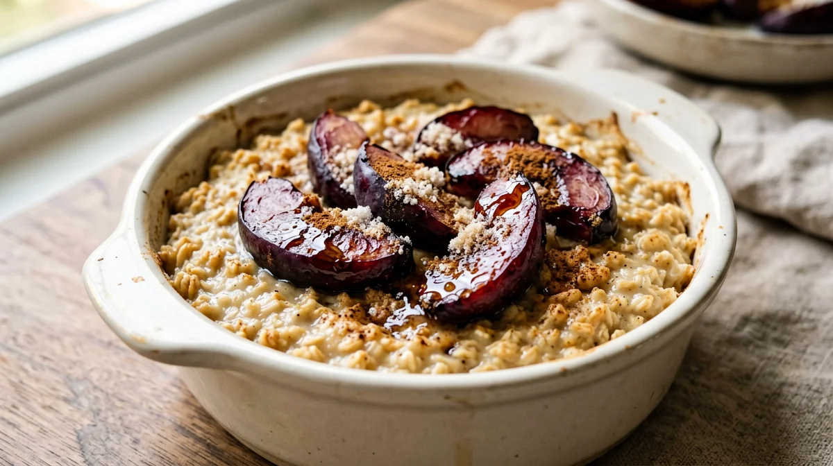 Avena al forno con prugne e cannella