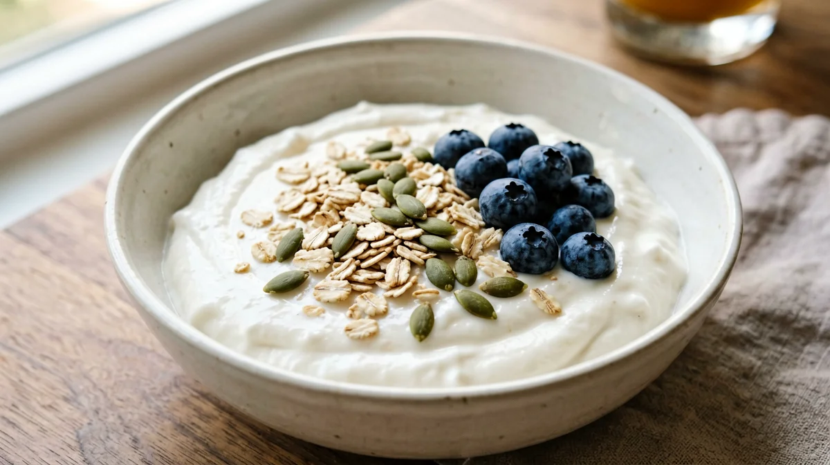 Egg white protein granola with skyr and blueberries
