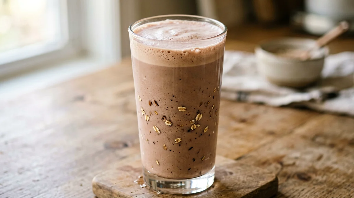 Frappè leggero di latte, banana e cacao