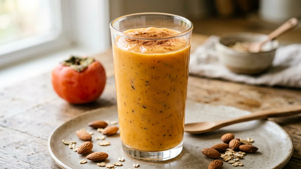 Frullato di cachi e bevanda di mandorla