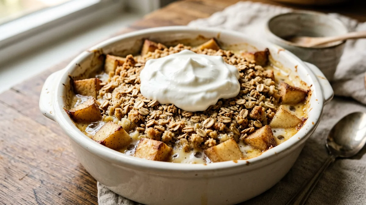 Apple oat crumble with Greek yogurt