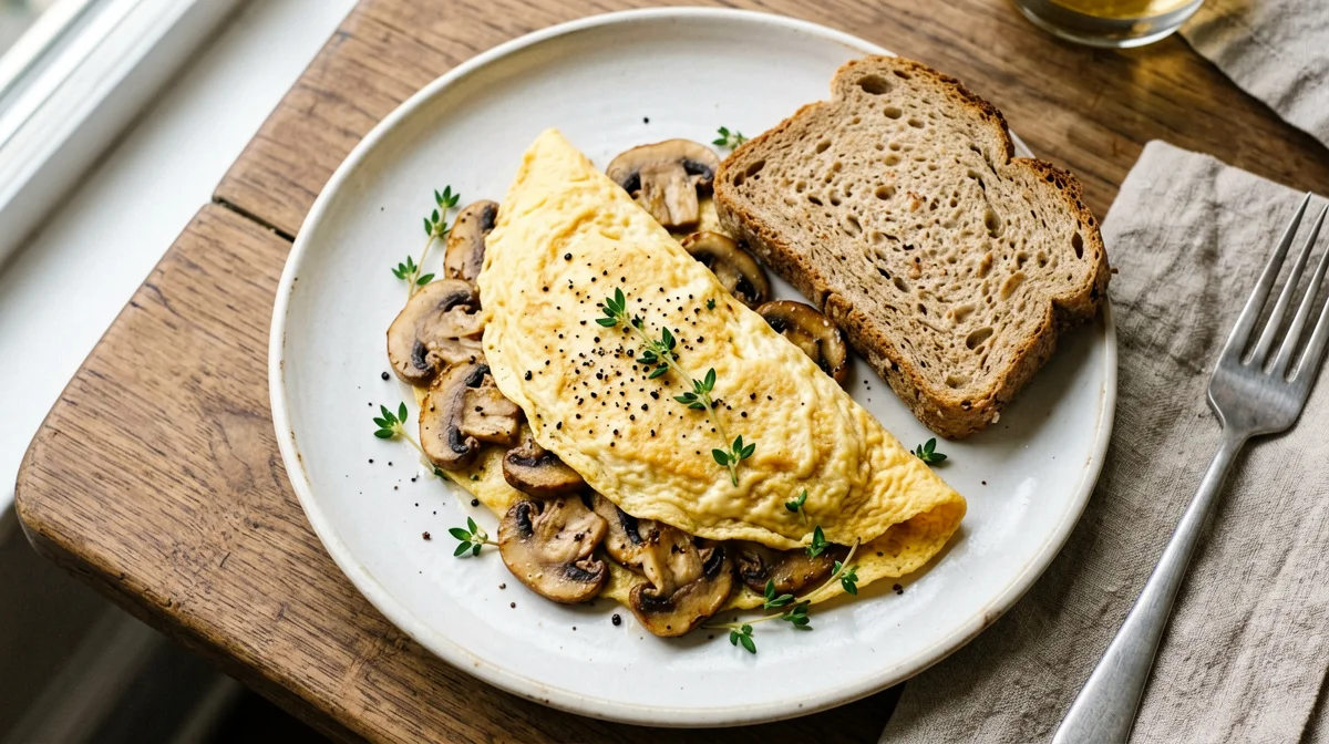 Mushroom and thyme omelette