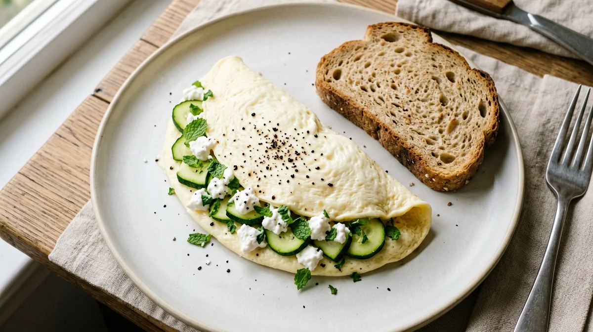 Egg-white omelette with zucchini and mint