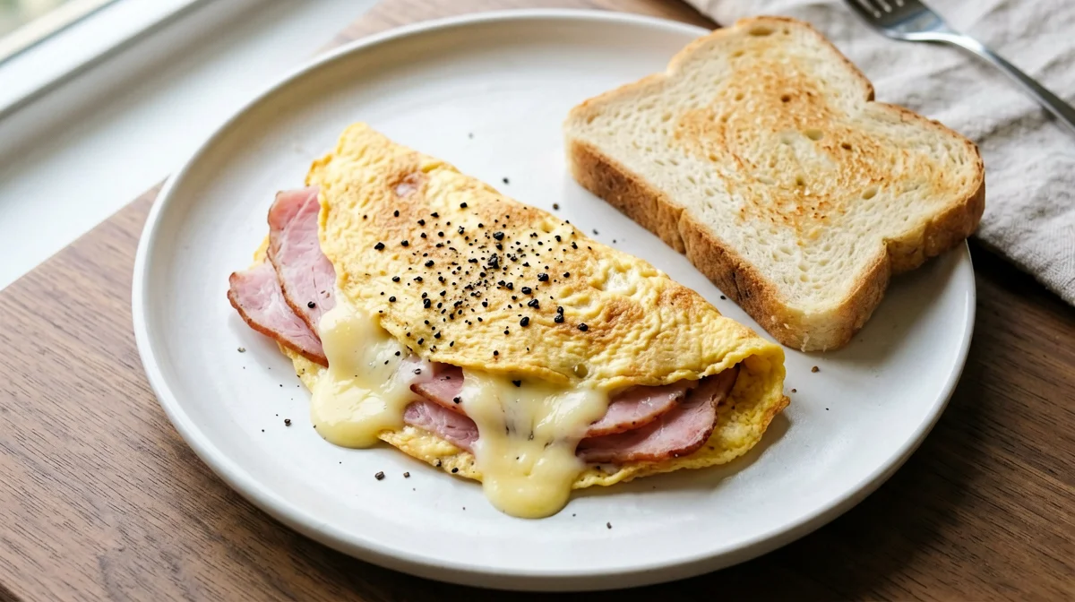 Ham and fontina omelette