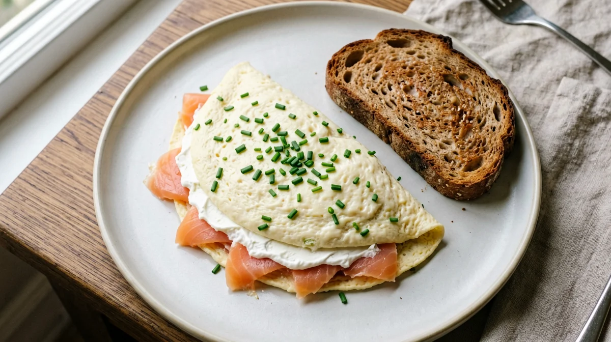 Egg-white omelette with smoked salmon and chives